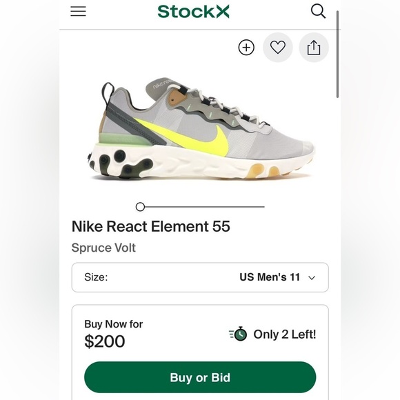 🔥 NIKE React Element 55 Spruce Volt mens SIZE 11 - Picture 2 of 16